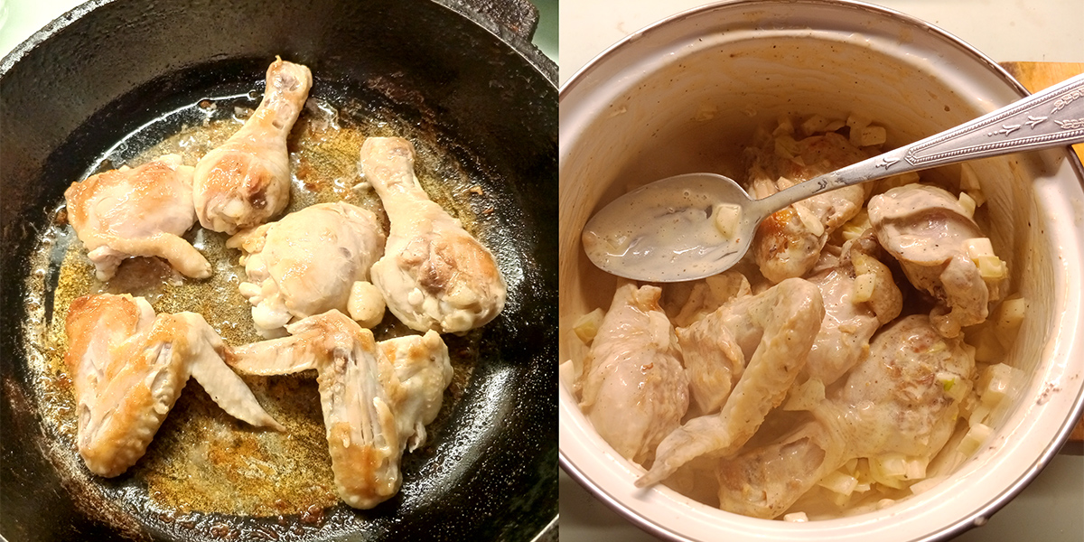обмазываем курицу соусом