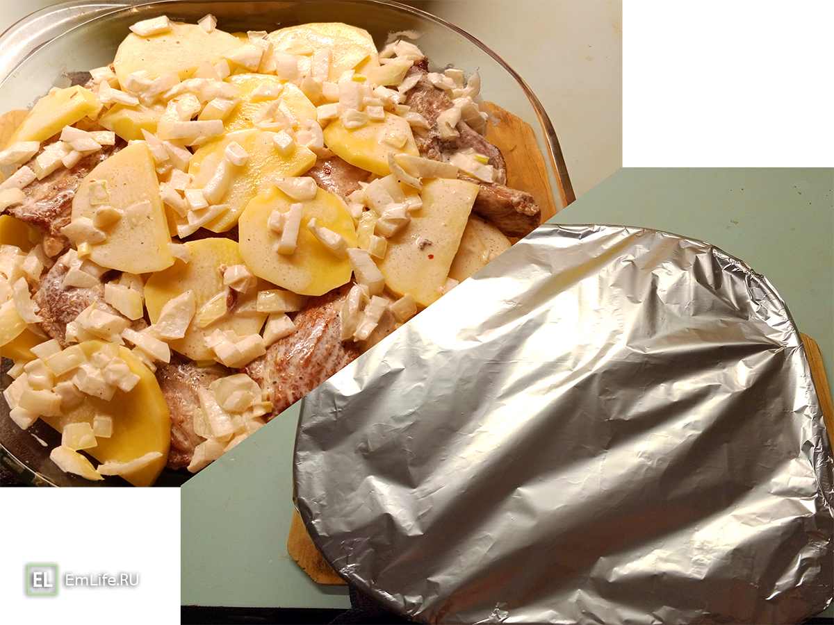 картофель с мясом в духовке